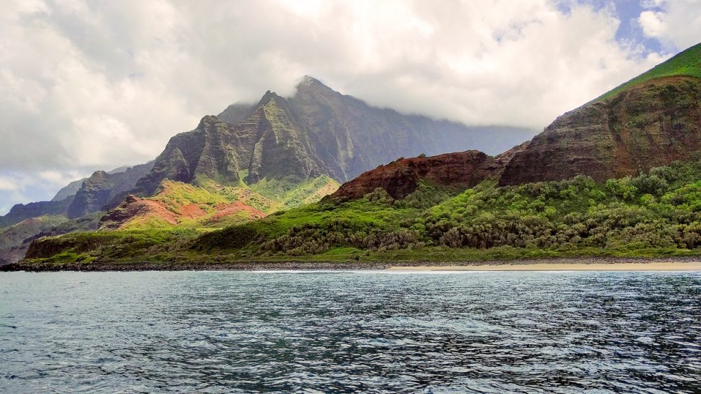 Hawaiian Coastline with clouds